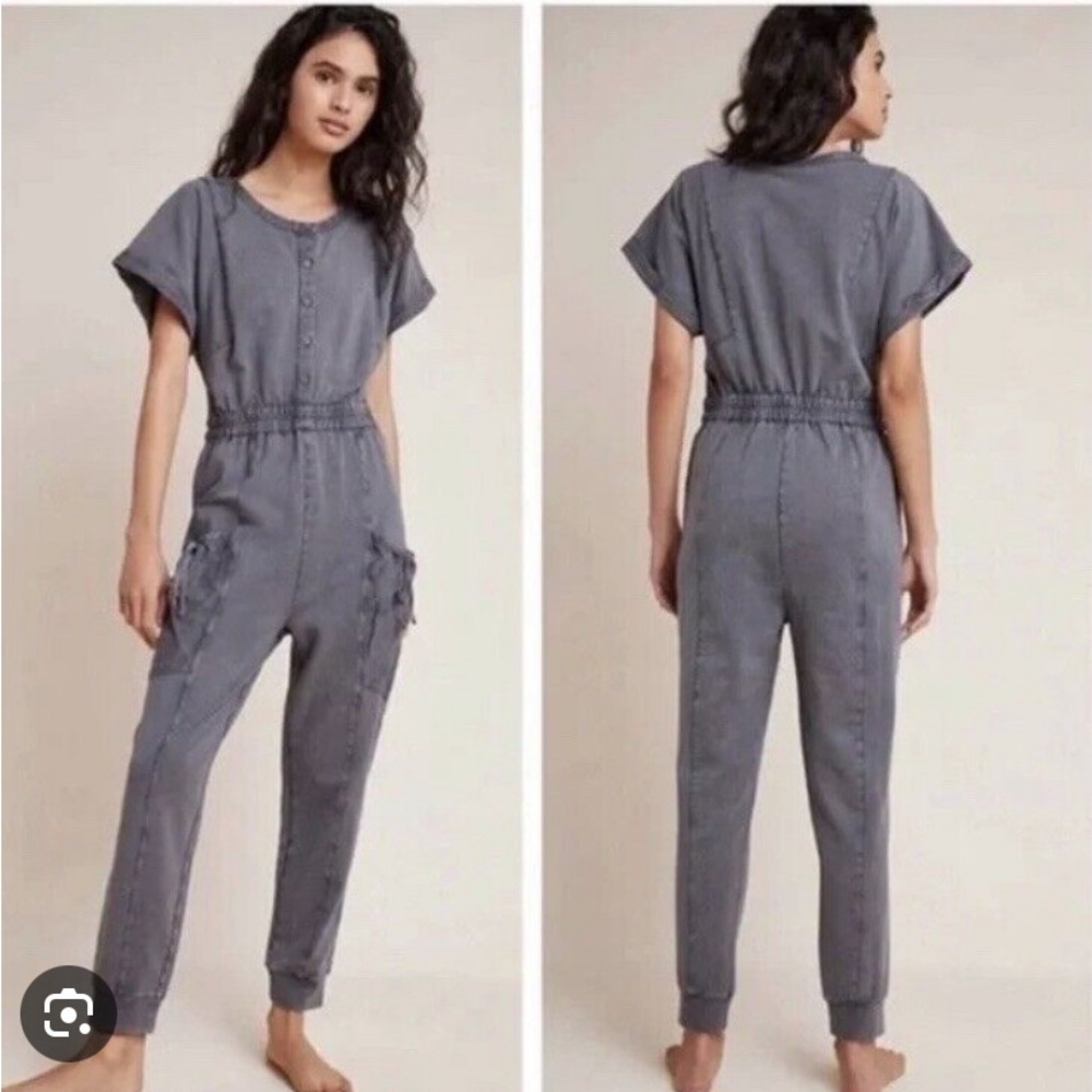 Saturday Sunday for Anthropologie “Estela” Gray Wash Jumpsuit (B1)